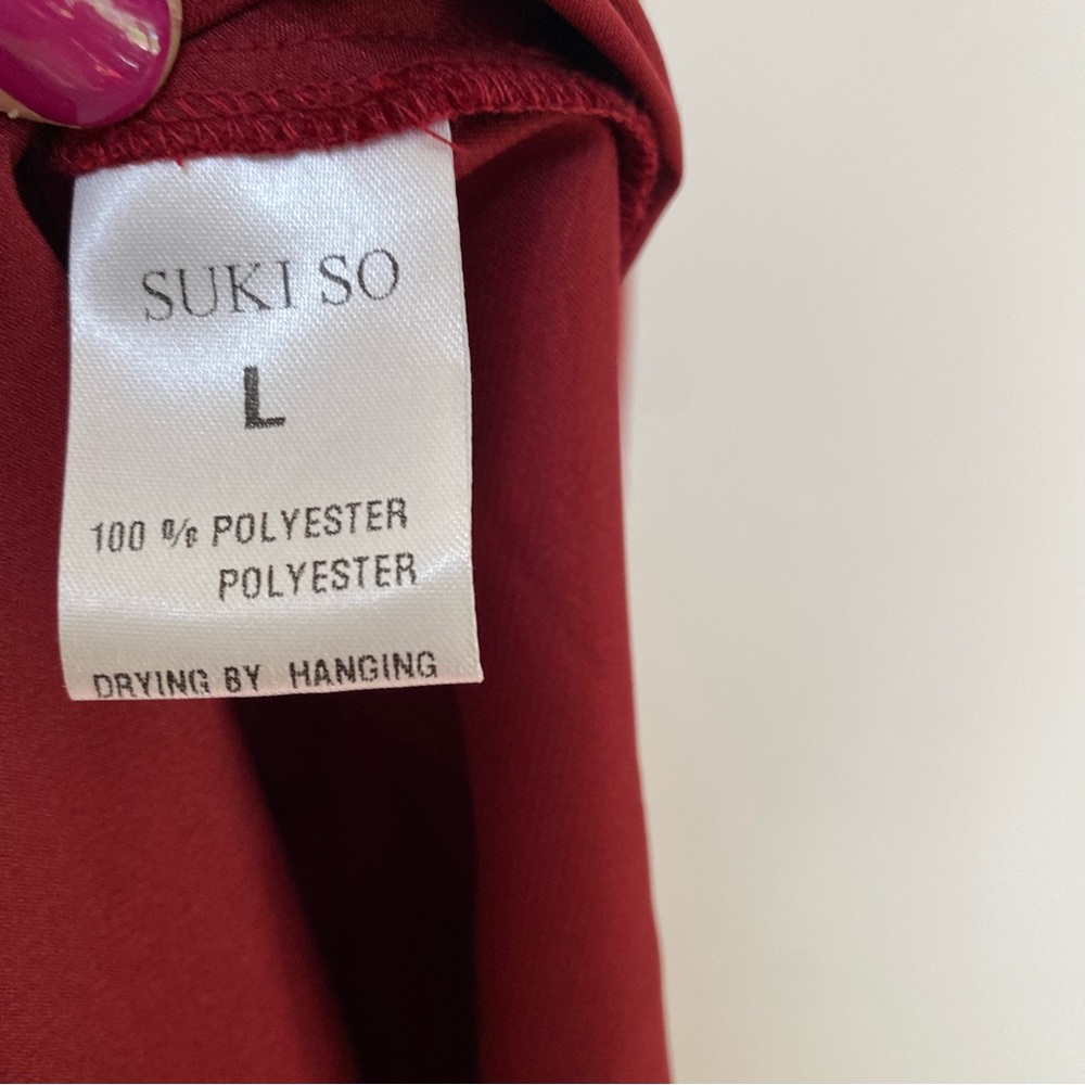 Suki So Satin Long Mahogany Red Slip Dress w Slit Large NWT - Picture 8 of 10